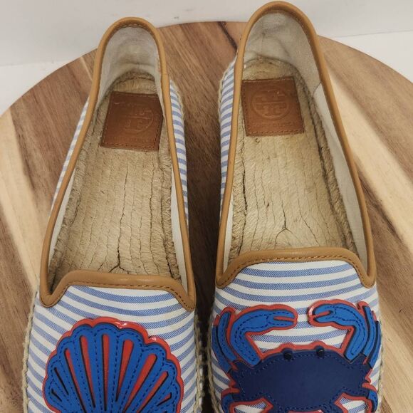 Tory Burch Striped Crab and Shell Espadrilles Women's Size 9.5 - Picture 8 of 10